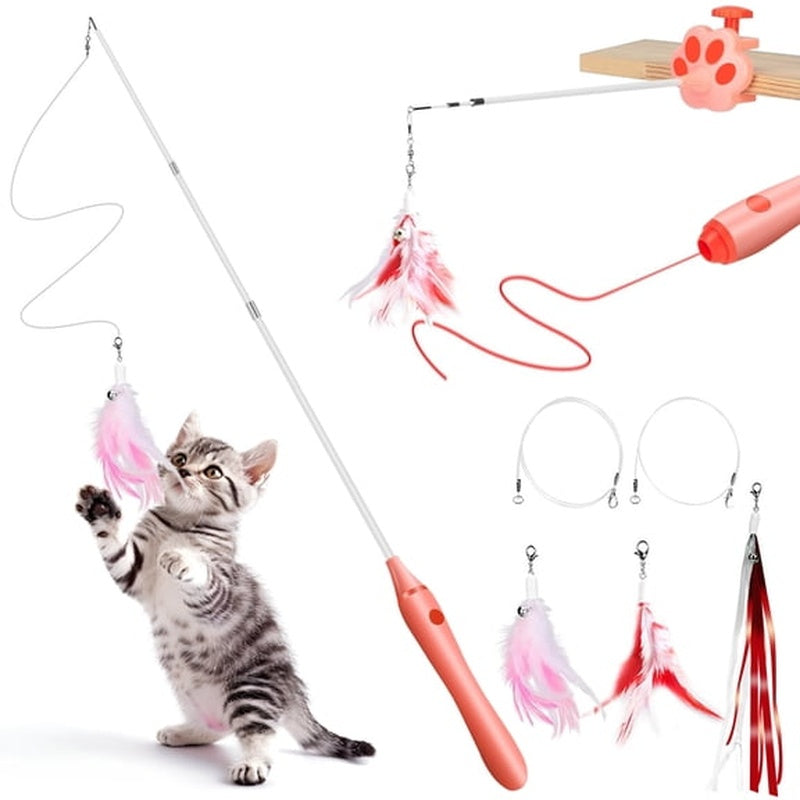 Interactive Feather Wand Cat Toy