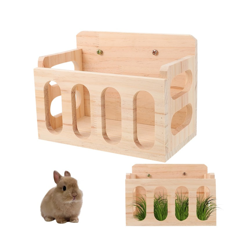 Wooden Wall-Mounted Rabbit Hay Feeder